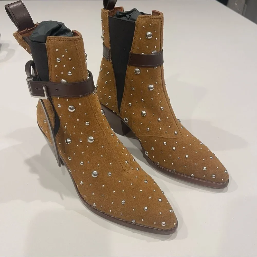 Zadig & Voltaire Tyler Cecilia Suede Dream Studs ankle boots New size 37